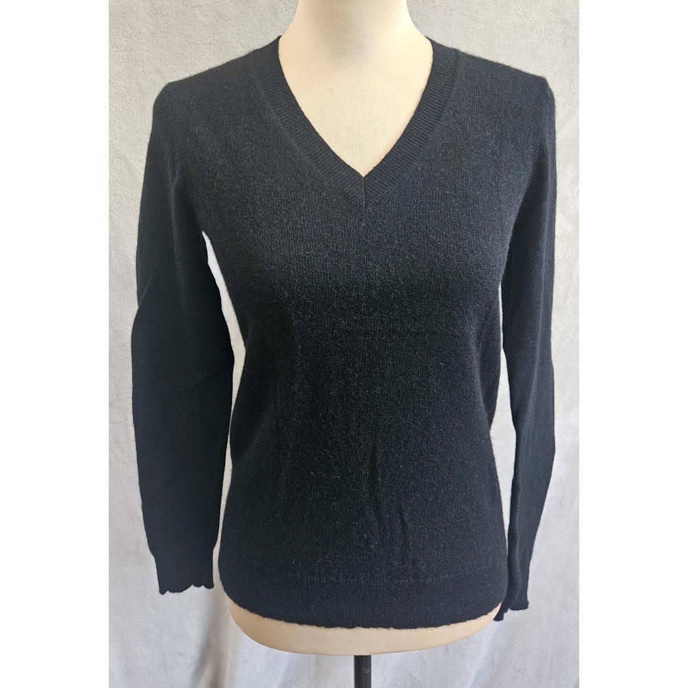 Charter Club‎ Sweater Womens XS Black 100% Cashmere V Neck 2 Ply Knit Pullover